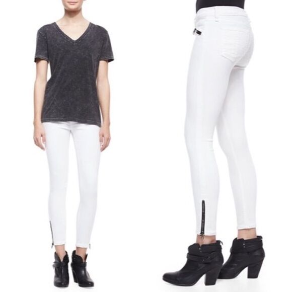Rag & Bone Bright White Ankle Zip Skinny Jeans - Picture 14 of 14